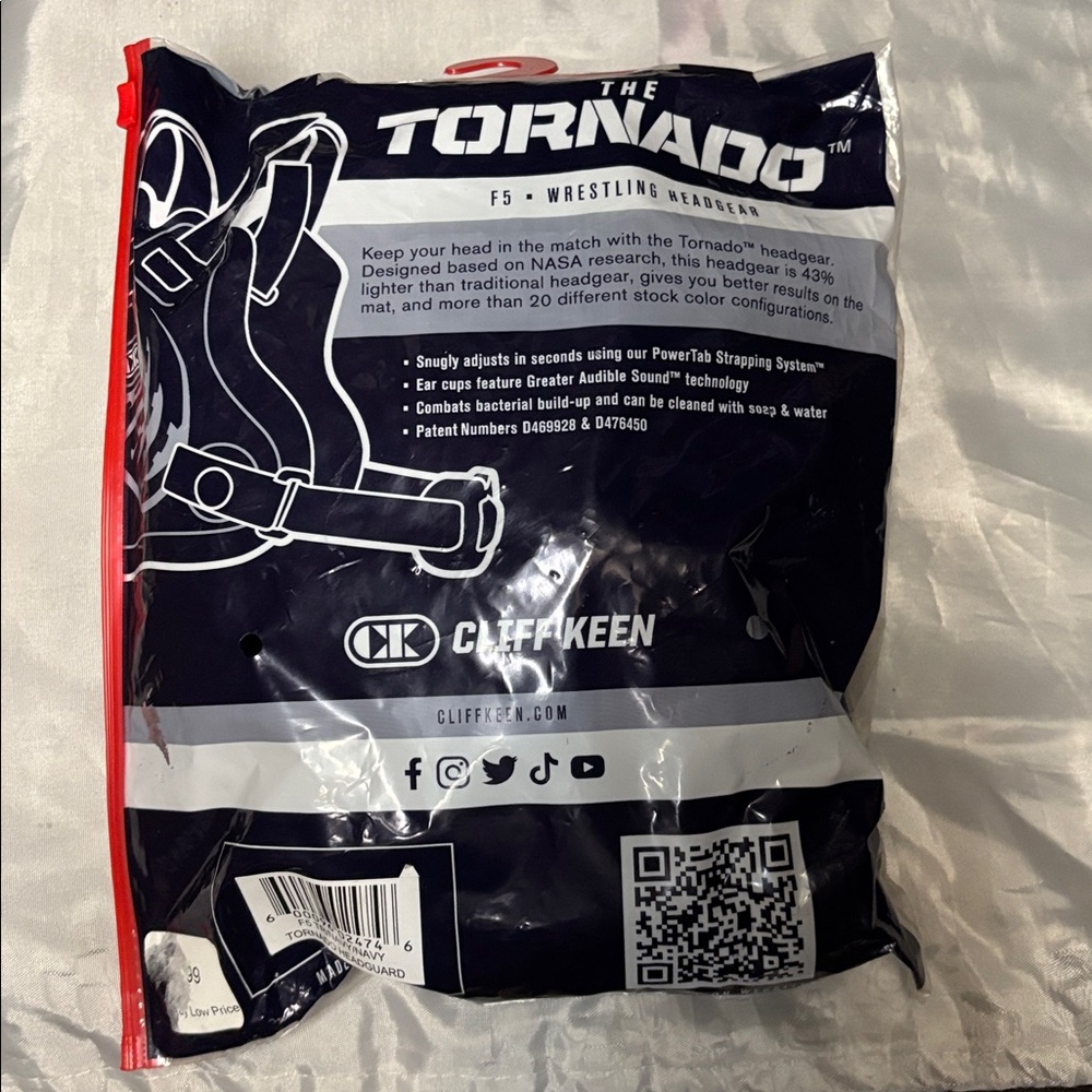 Cliff Keen Wrestling Headgear. The F5 Tornado Style. Navy/White. - Picture 2 of 8